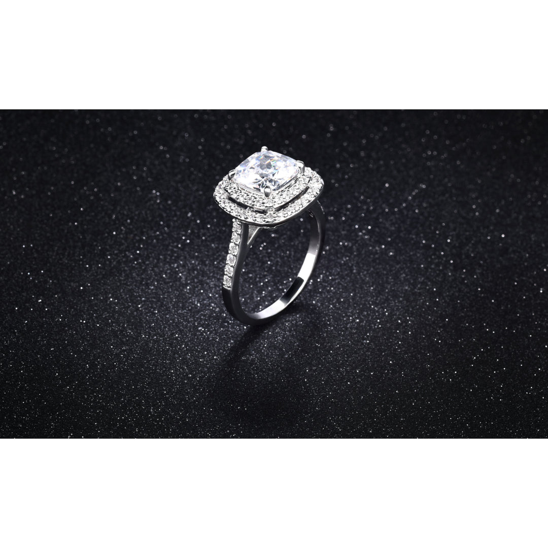 Dual Row Micropave Halo Ring in 18k White Gold Image 2