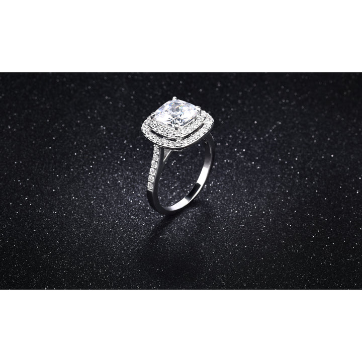 Dual Row Micropave Halo Ring in 18k White Gold Image 2