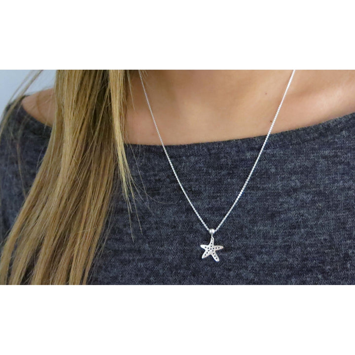 Solid Sterling Silver Starfish Necklace Image 1