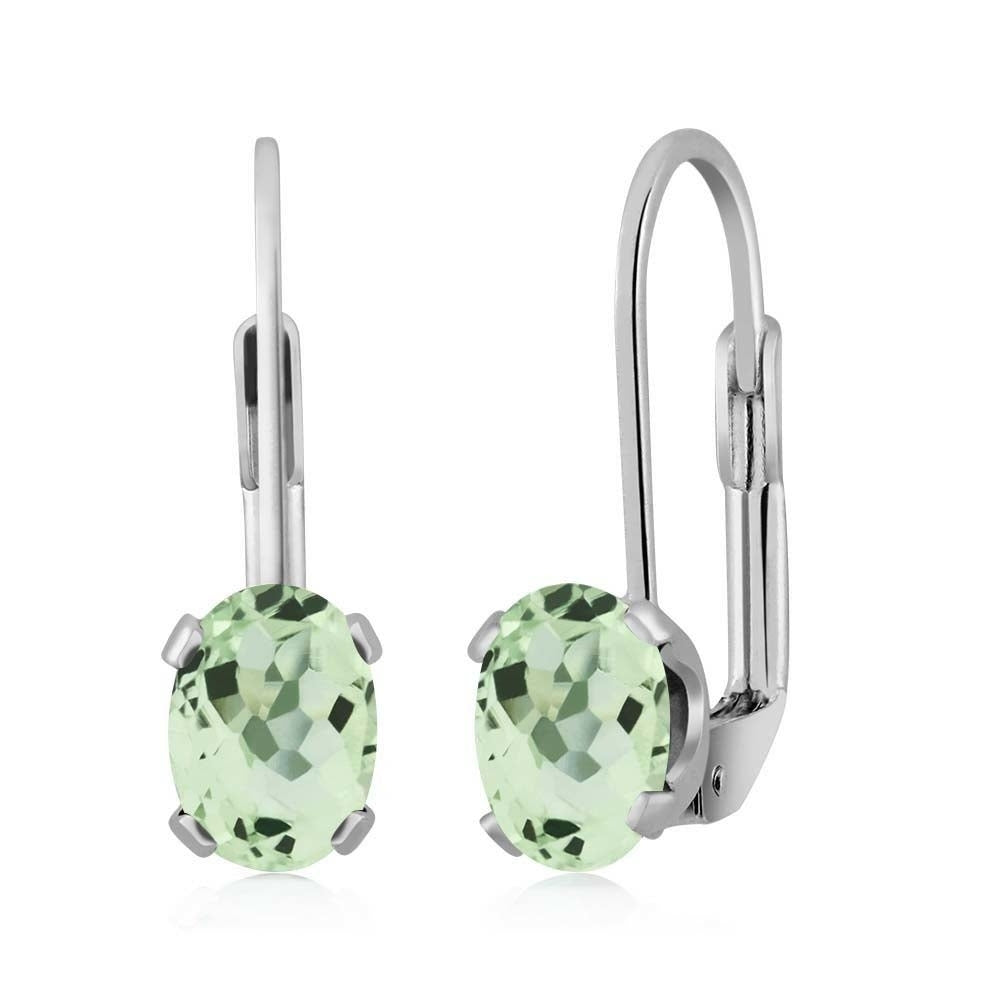 Genuine Green Amethyst 2.00 CTTW Oval Cut Leverback Earrings Image 1