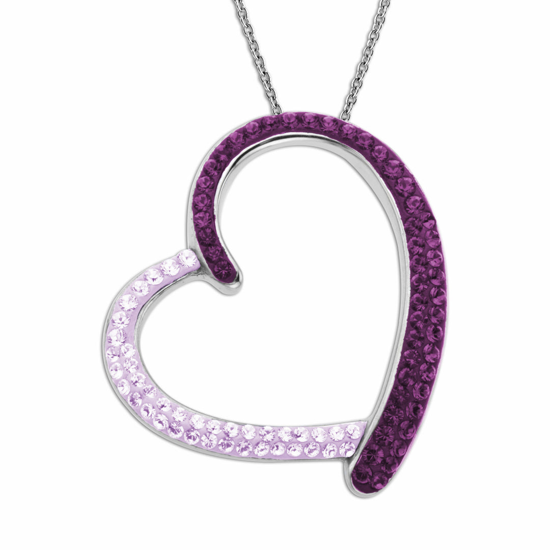 Pink And White Austrian Crystal Heart Necklace Image 1