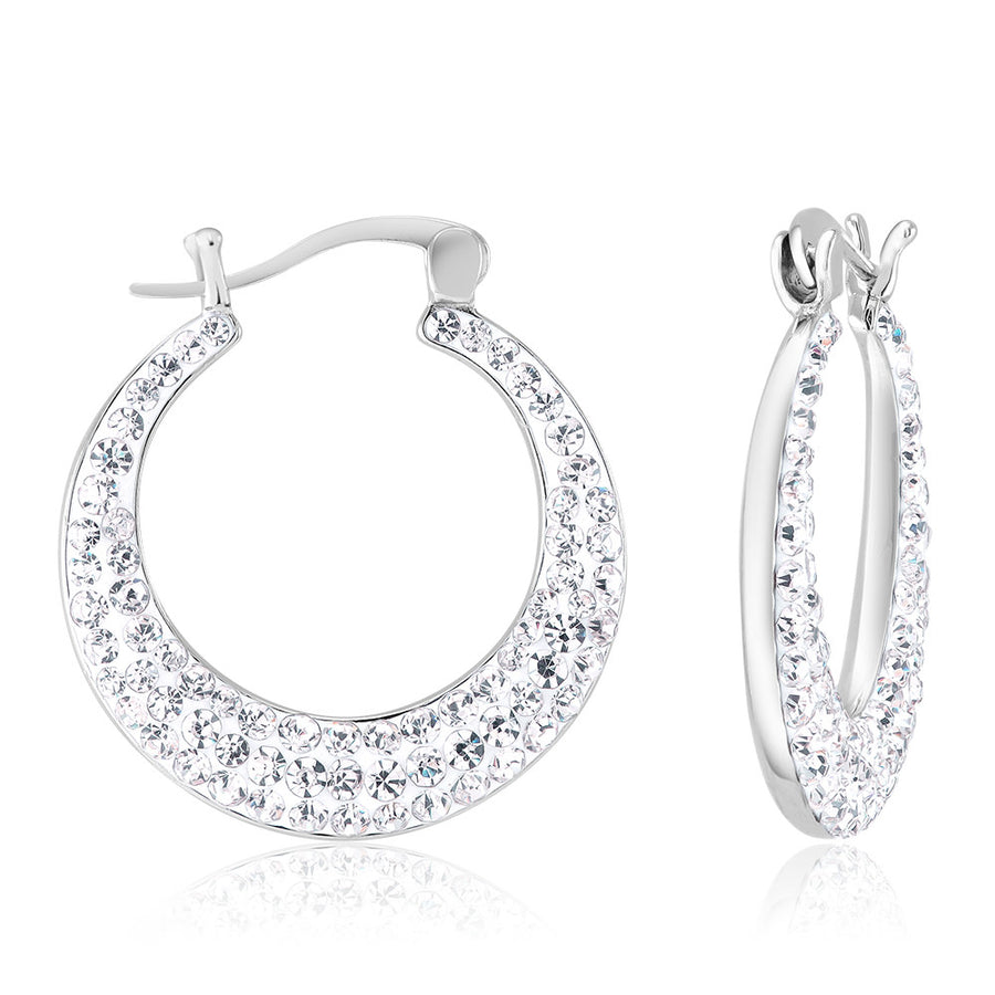 18kt White Gold Austrian Crystal Hoop Earrings Image 1