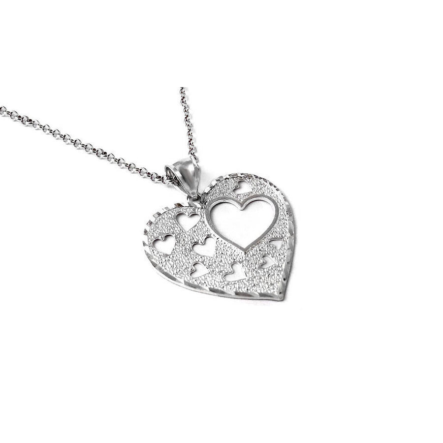 Solid Sterling Silver Cut out Heart Necklace Image 1