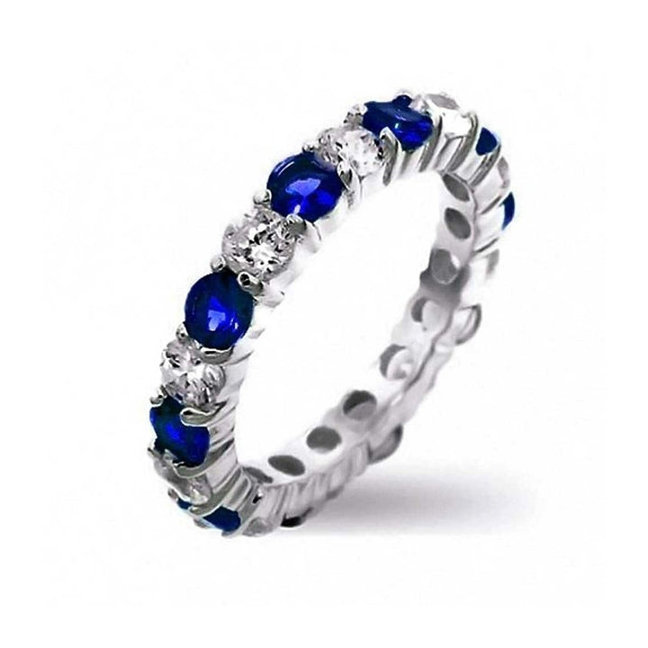 Sapphire And Clear Eternity Band Ring Image 1