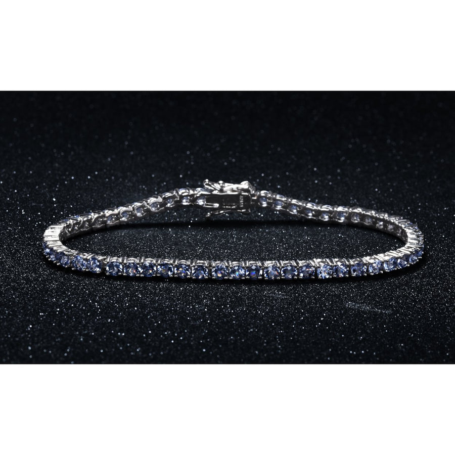 18K White Gold Plated Tanzanite Tennis Bracelet 7.00 CTTW Lab Created Stones Image 1