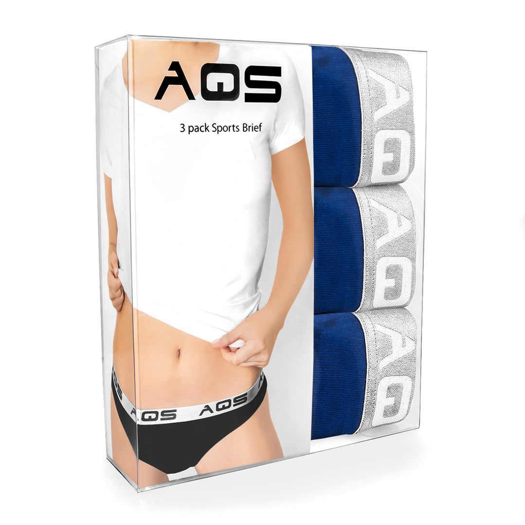 AQS Ladies Dark Blue Cotton Bikini Underwear - 3 Pack Image 4