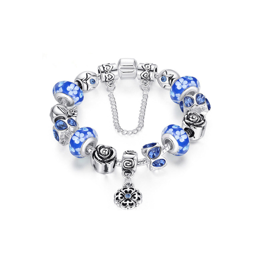 Blue Genuine Murano Glass And Swarovski Elements Crystal Charm Bracelet Image 1
