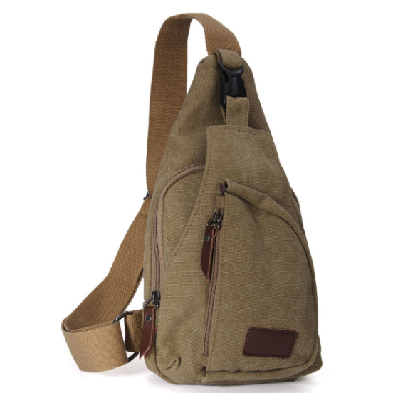 Men Canvas Casual Hiking Outdoor Sports Zipper Portable Chest Bag Shoulder Bag Image 2