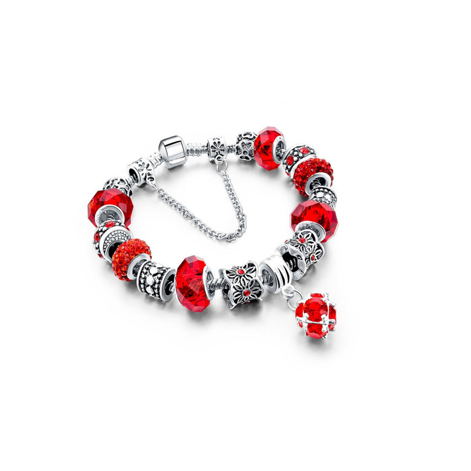 Red Crystal And Multi Cut Charm Bracelet Image 1