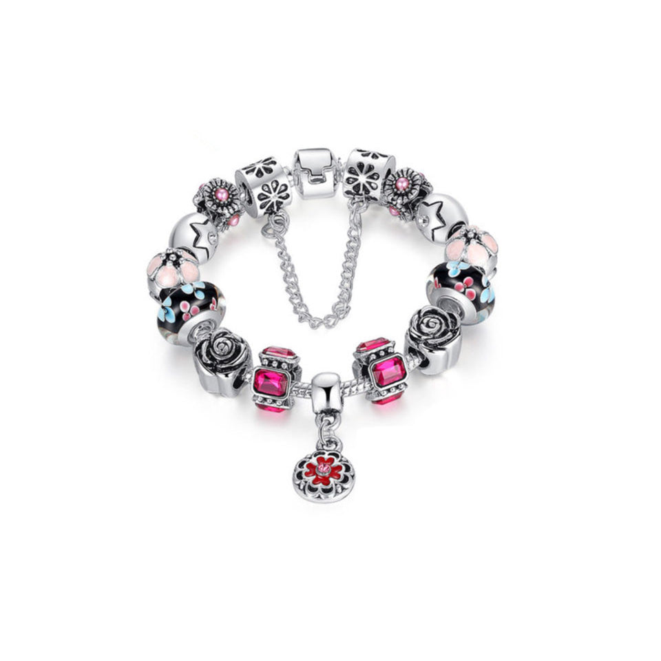 Multi Color Swarovski Elements Crystal and Murano Glass Charm Bracelet Image 1