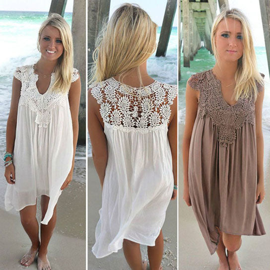 Lace and Chiffon Patchwork Loose Casual Dress Image 1