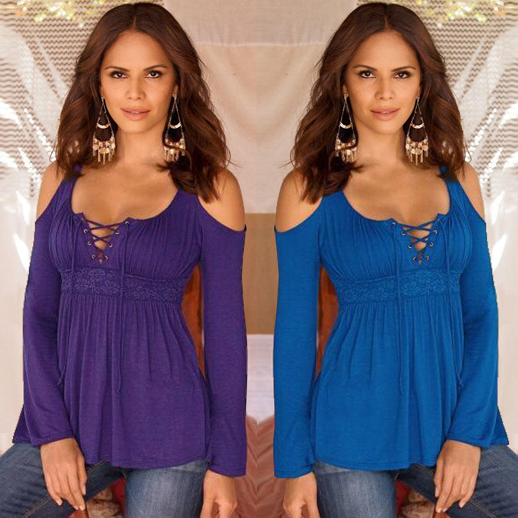 Hollow Out Casual Loose Solid Blouse Tops Image 4