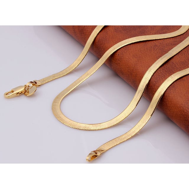 18k Gold Herringbone Flat Chain 20" Image 1