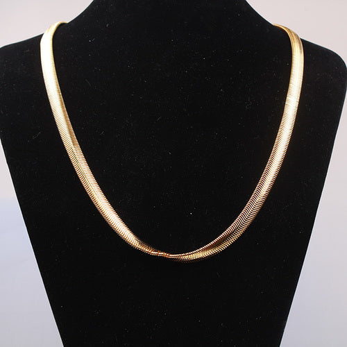 Yellow Gold Flat  Snake Bone Necklace 18inch 14K Gold Filled Image 1