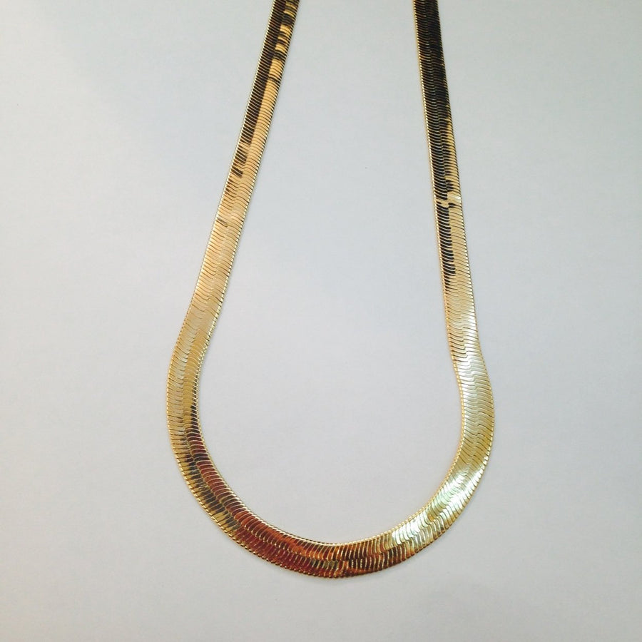 18k Gold Thick Herringbone Flat Chain 20" Necklace Unisex Image 1