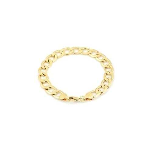 Yellow Gold Flat Curb Chain Bracelet for Men Boy Vintage 9MM Image 1