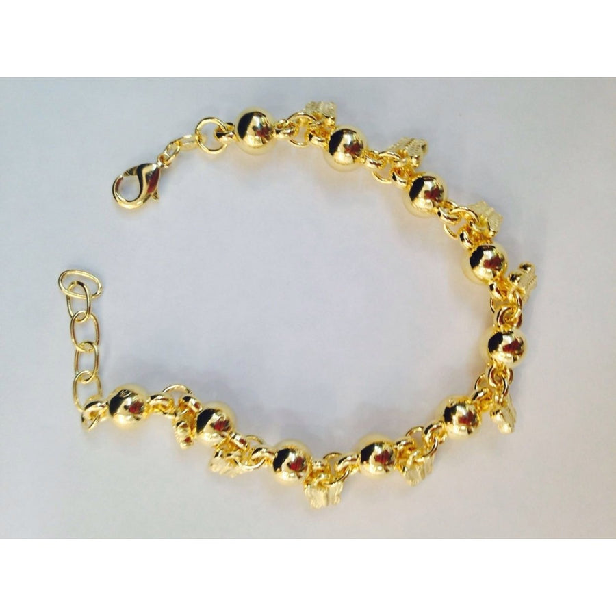 18k Gold Filled Ball With Butterfly Bracelet unisex Image 1