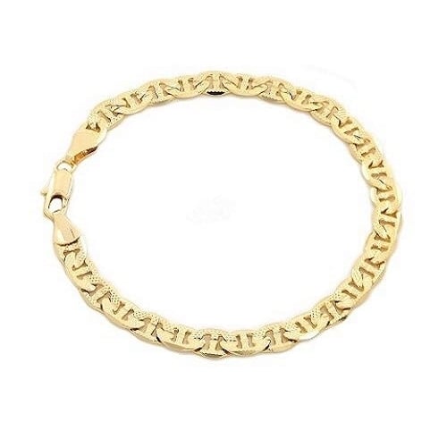 14k Gold Filled Matt Finished Mariner Link Bracelet unisex Image 1