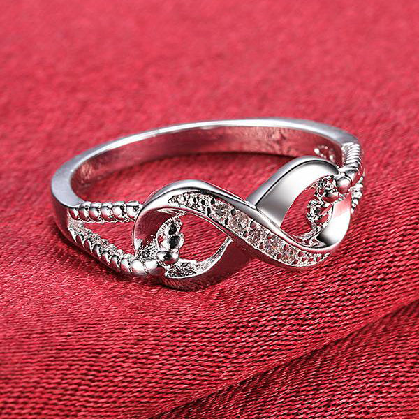 Simulated CZ Diamond Infinity Ring in 18K White Gold Image 2