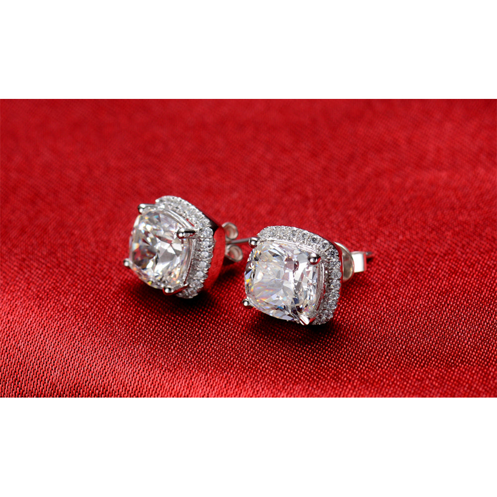 CZ Halo Stud in Sterling Silver 3.50 CTTW Image 4