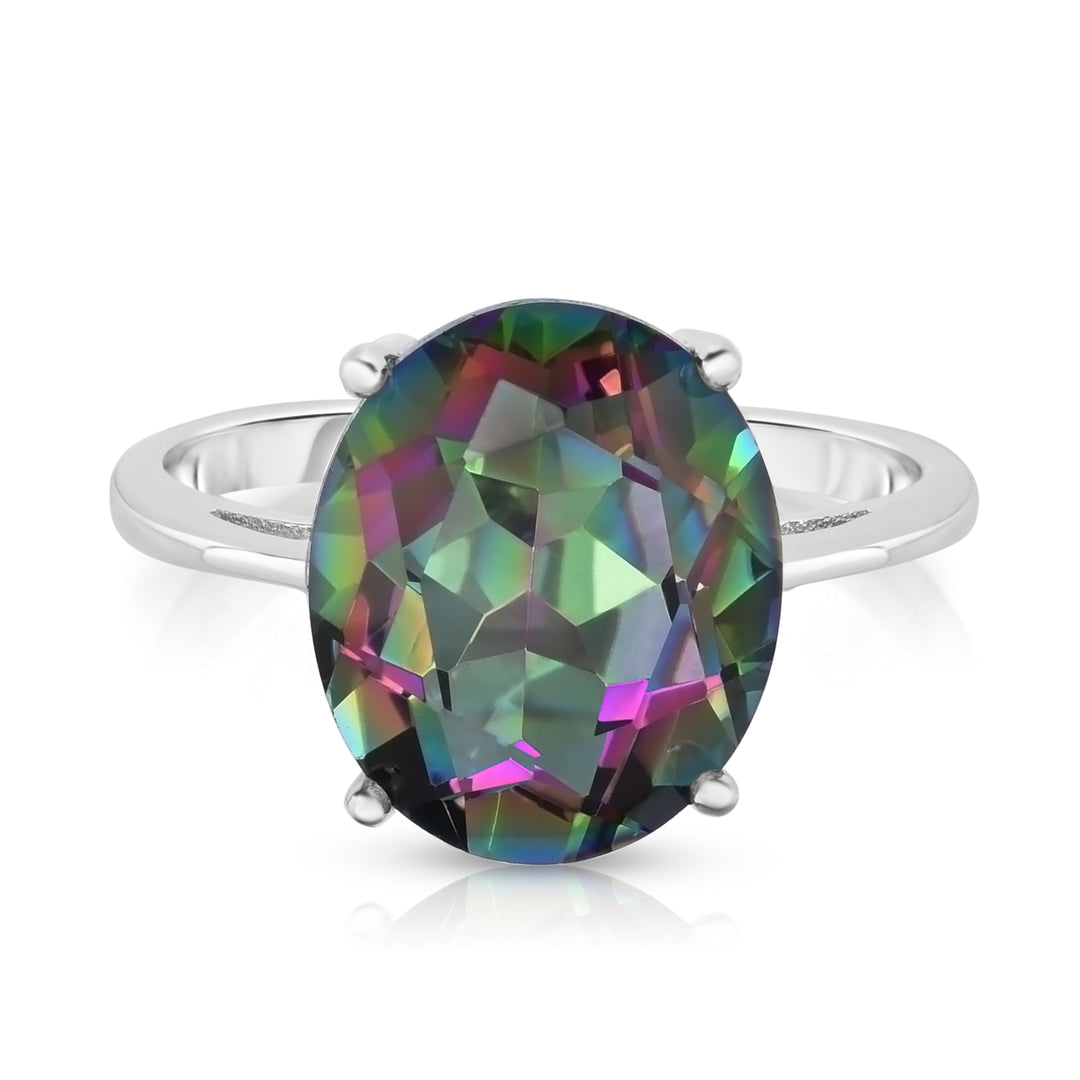 5.00 CTTW Genuine Rainbow Topaz oval cut Gemstone Rings Image 1