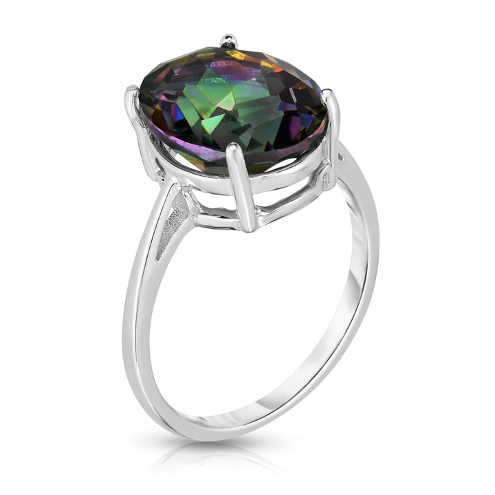 5.00 CTTW Genuine Rainbow Topaz oval cut Gemstone Rings Image 2