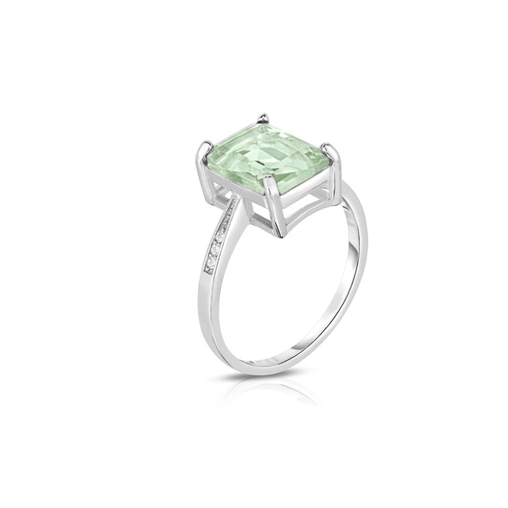 4.00 CTTW Genuine Green Amethyst Emerald Cut Gemstone Ring Image 1