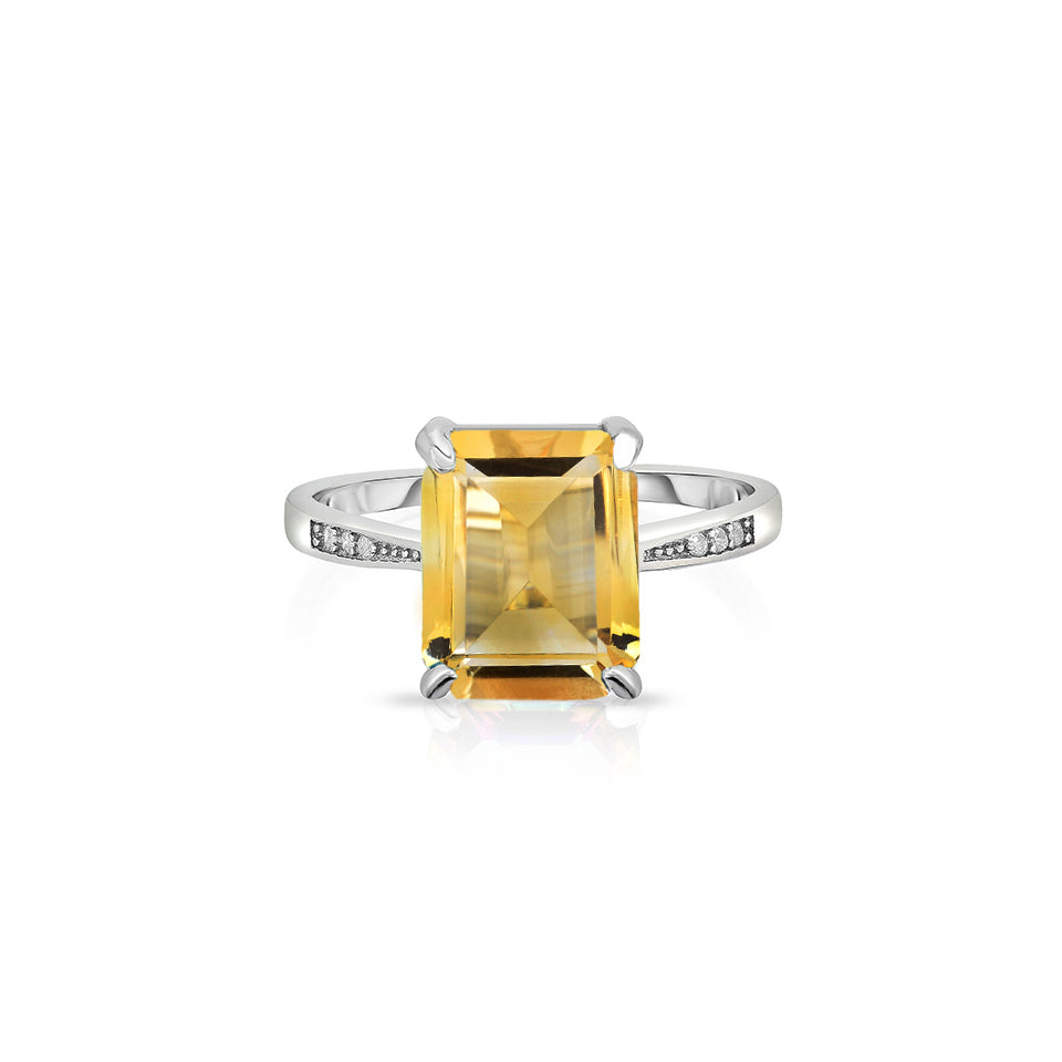4.00 CTTW Genuine Citrine Gemstone Emerald Cut Ring in Solid Sterling Silver Image 2