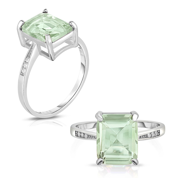 4.00 CTTW Genuine Green Amethyst Emerald Cut Gemstone Ring Image 3
