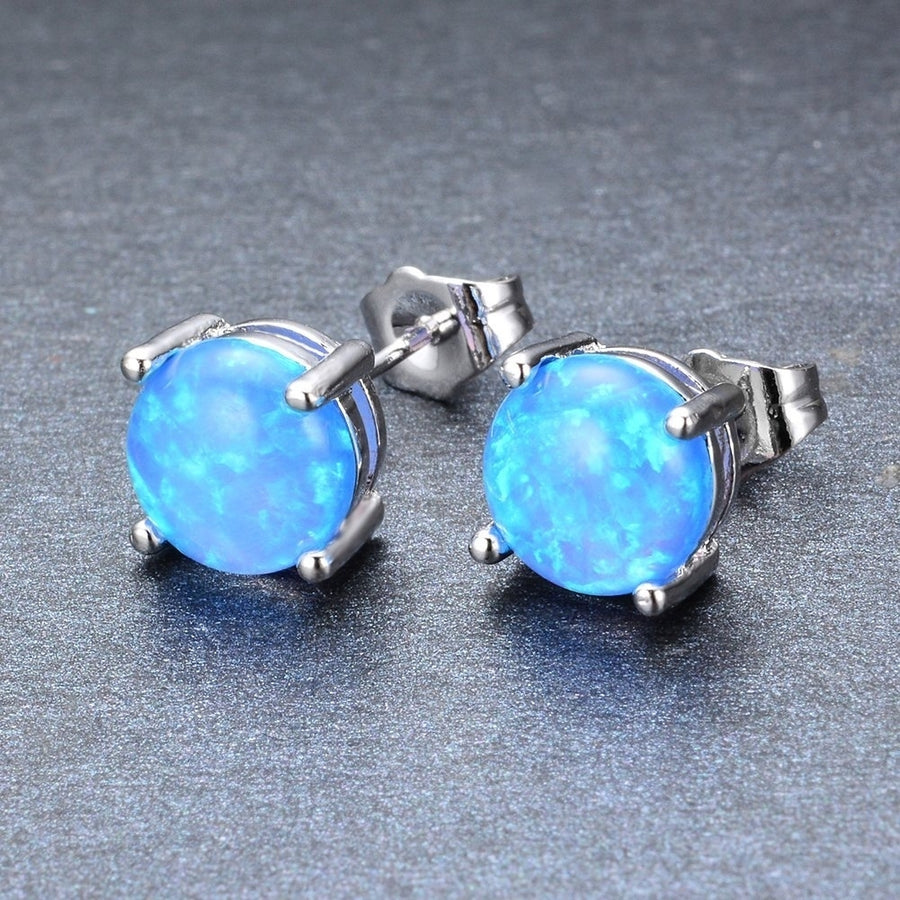 2.00 CTTW Blue Fire Opal Round Cut Studs Image 1