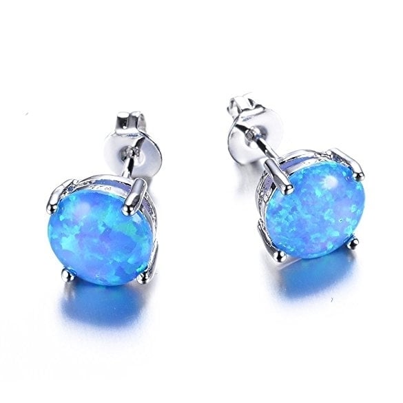 2.00 CTTW Blue Fire Opal Round Cut Studs Image 2