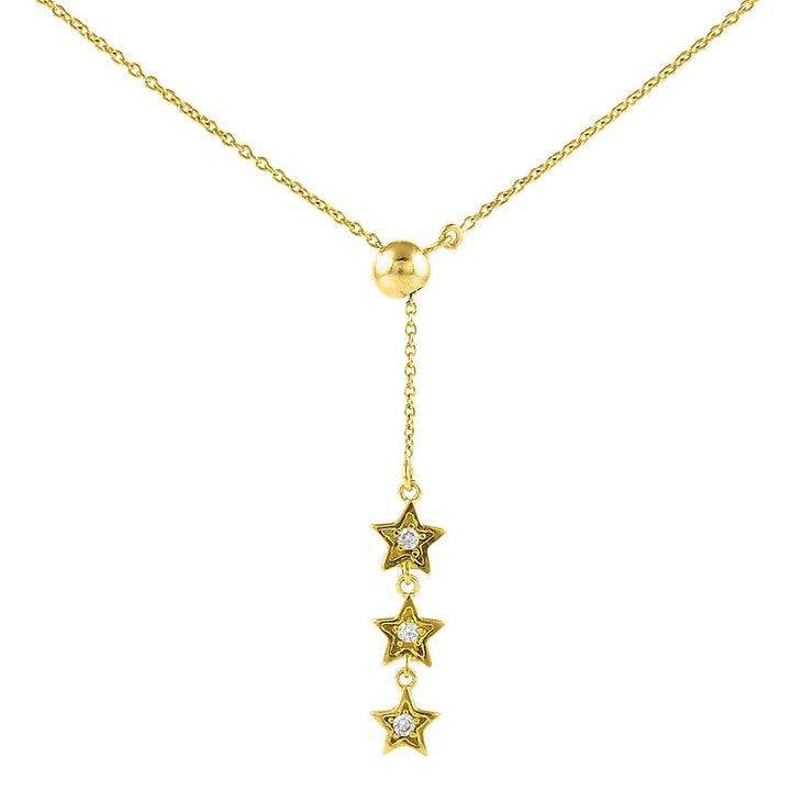 Italian Solid Sterling Silver 24 Inch Star Drop Lariat Necklace Stamped 925 Image 1