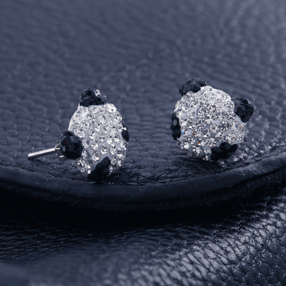 Black And white Crystal Stud Earrings Image 3