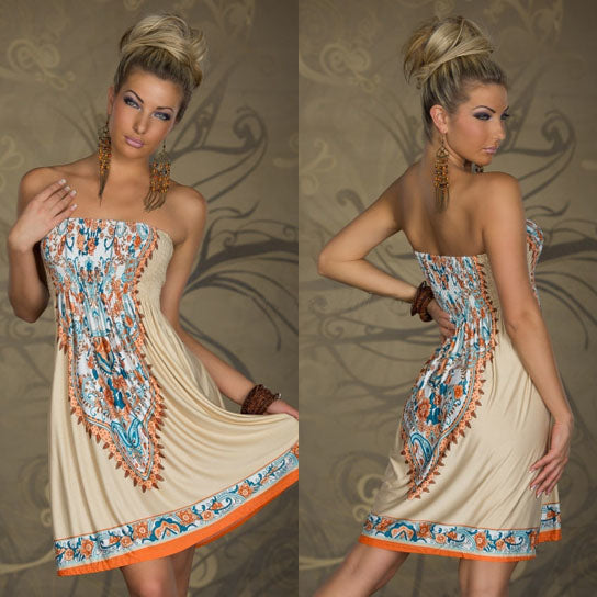 Boho Strapless Dress in 6 Colors Image 3