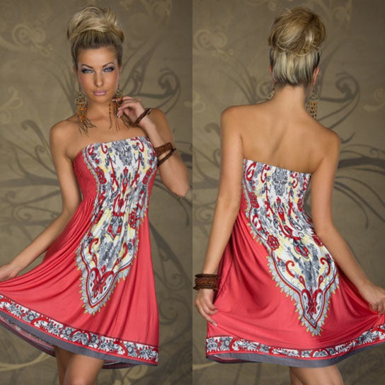 Boho Strapless Dress in 6 Colors Image 4