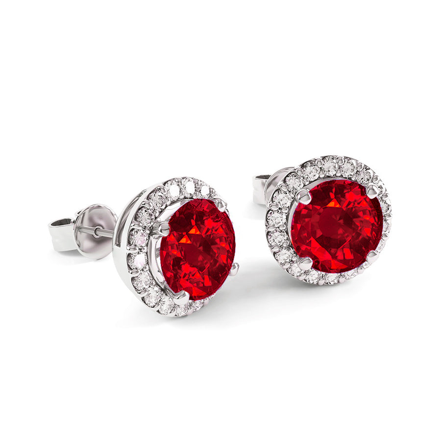 3.50 CTTW Ruby Halo Stud in Sterling Silver Image 1