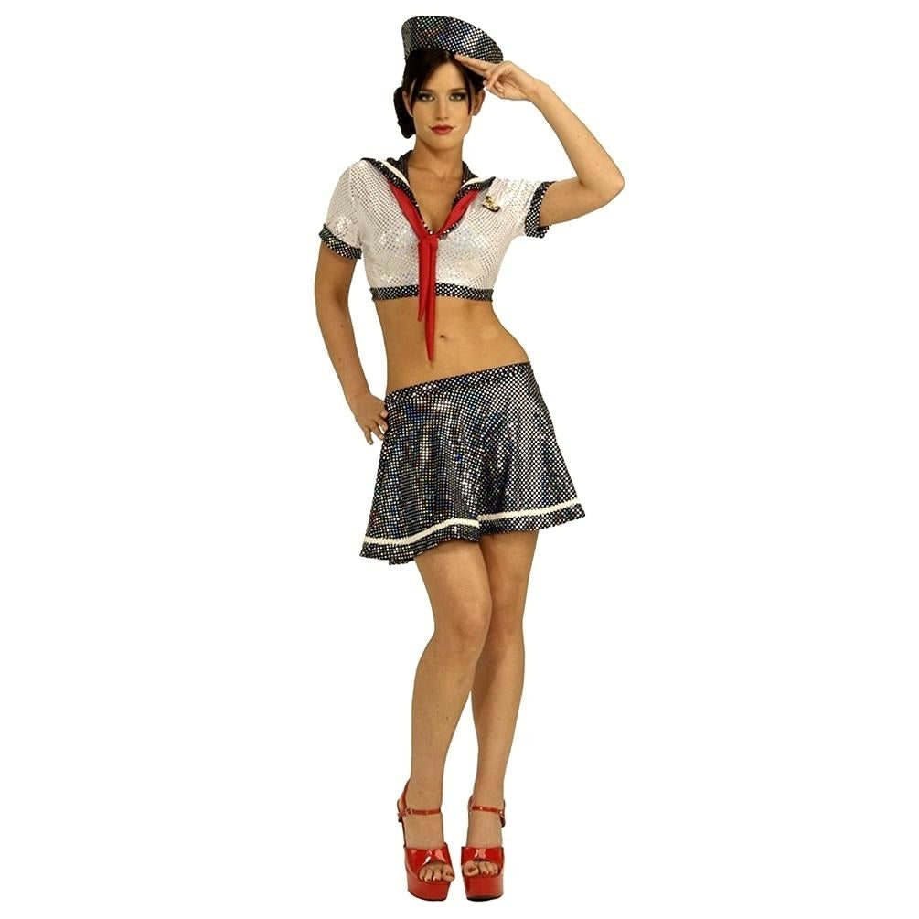 Secret Wishes Ahoy Matey Sexy Sailor Costume XS Holographic Sequins 888508 Image 1