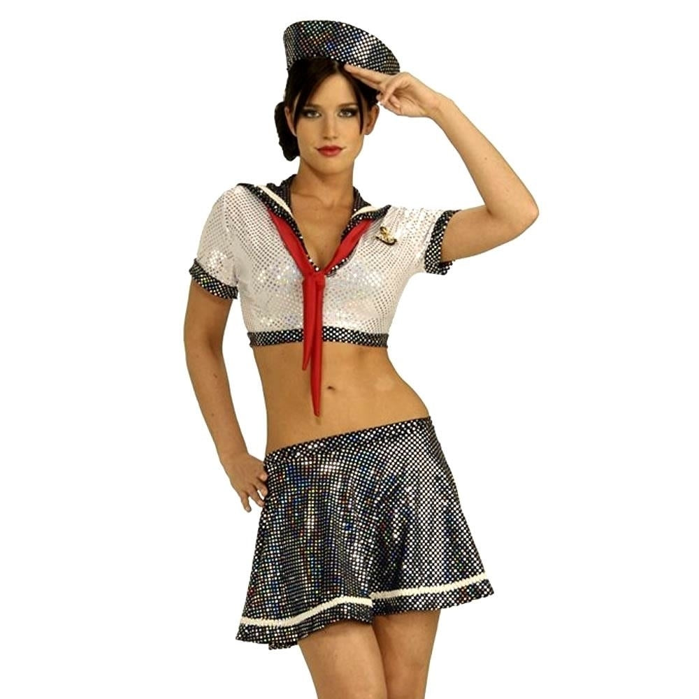 Secret Wishes Ahoy Matey Sexy Sailor Costume XS Holographic Sequins 888508 Image 2