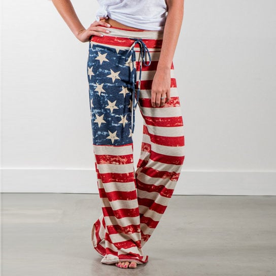 American Flag Drawstring Wide Leg Pants Image 1