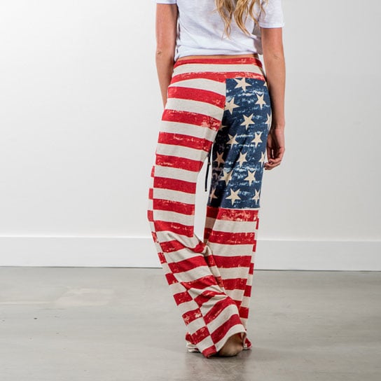 American Flag Drawstring Wide Leg Pants Image 4