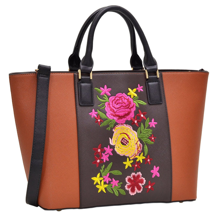 Dasein Women Medium Classic Designer Flower Embroidery Collection Large Laptop Tote Bag Work Bag Satchel Handbag Image 1