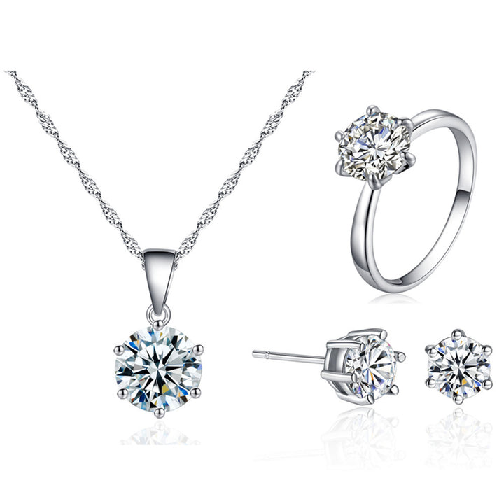 Dalia Cubic Zirconia Earrings Necklace Ring Jewelry Set Image 3