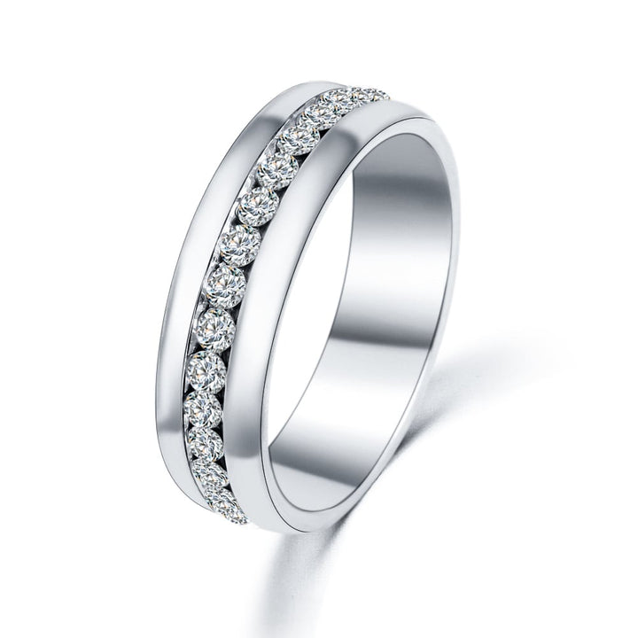 Stainless Steel Cubic Zirconia Crystal Eternity Ring Band Image 1