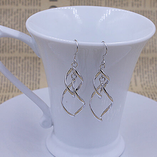 Sterling Silver Wave Twisted Earrings Image 3