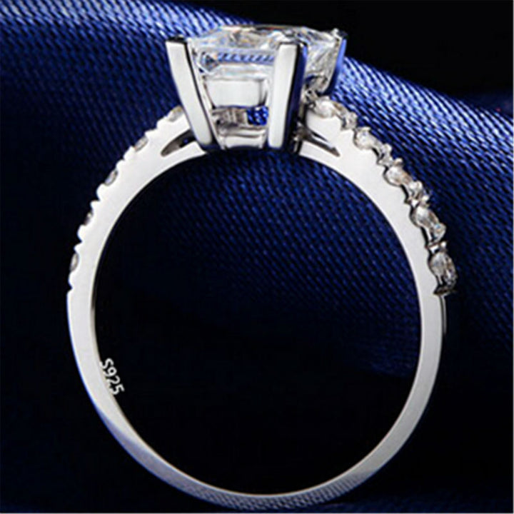 Sterling Silver Princess Cut Cubic Ring Image 3