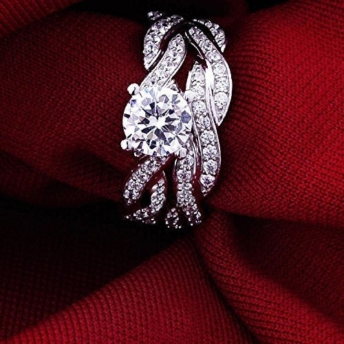 Infinity Cubic Zirconia Promise Wedding Band Engagement Ring Bridal Set Image 3