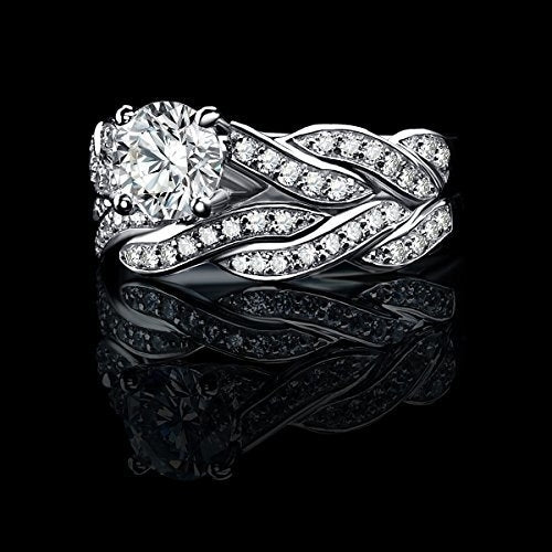 Infinity Cubic Zirconia Promise Wedding Band Engagement Ring Bridal Set Image 4