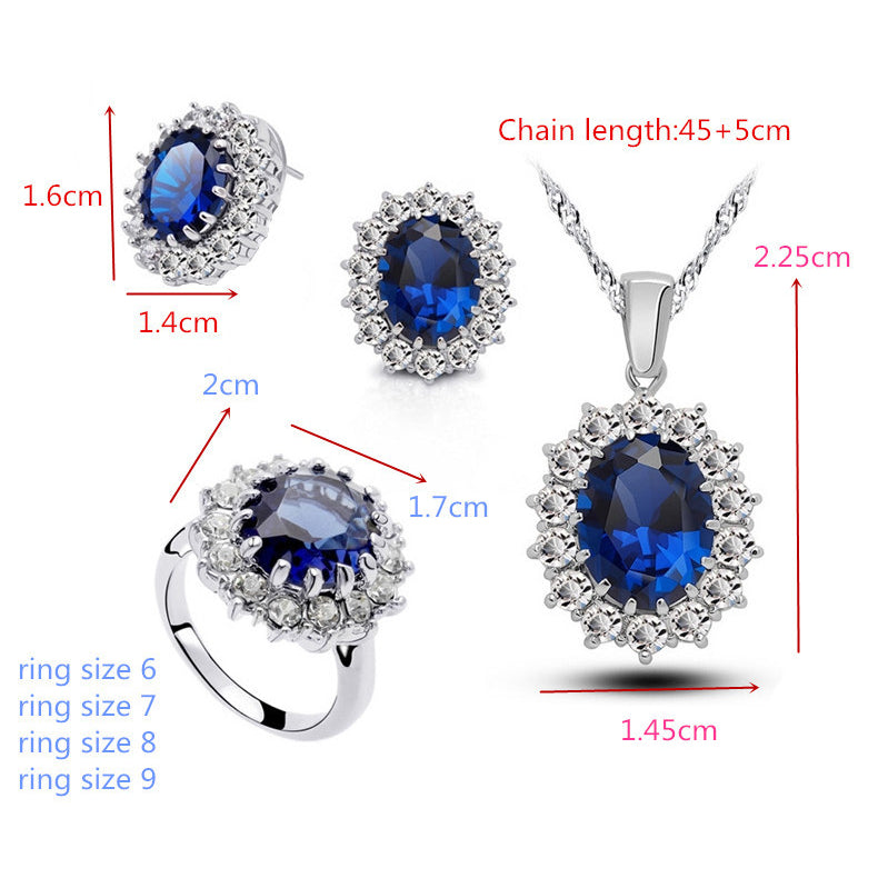 Blue Sapphire Cubic Zirconia Jewelry Set Image 2