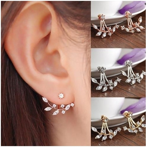 Leaf Crystal Stud Earrings Image 1