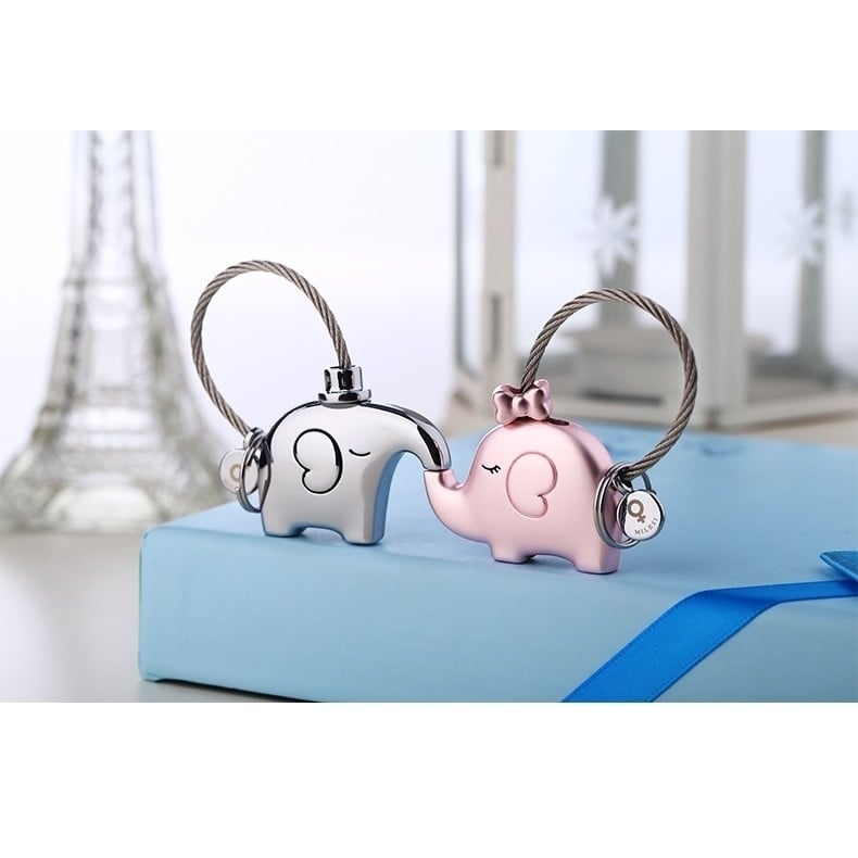 Elephant Love Keychain Set Silver/Pink Image 2